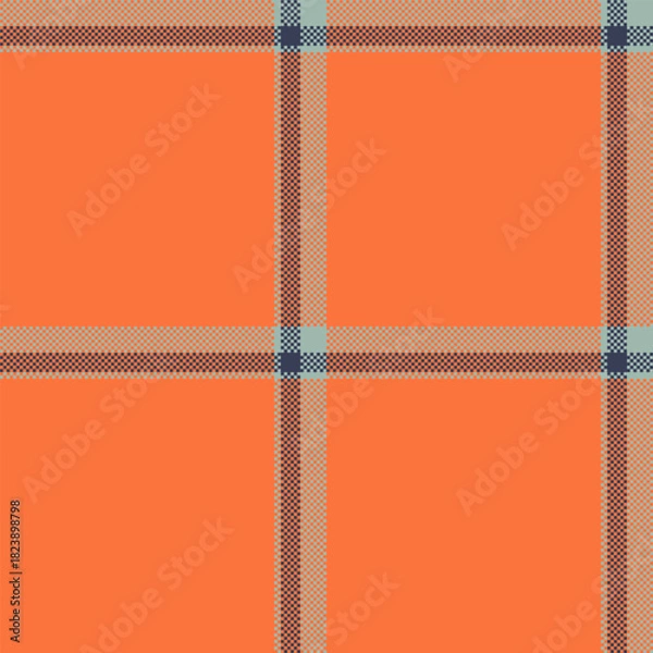 Fototapeta Warm pixelated plaid pattern. Orange and grey create a modern, retro feel. Textile design, background texture, or for fashion  home decor projects.