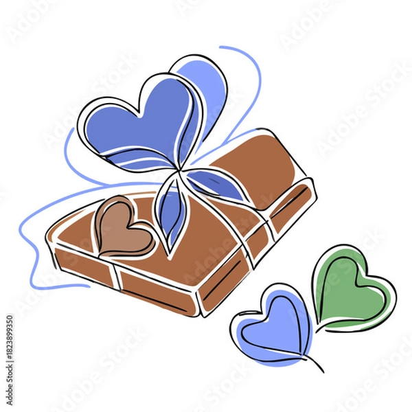 Fototapeta Gift box with hearts in pastel colors and minimalistic style  