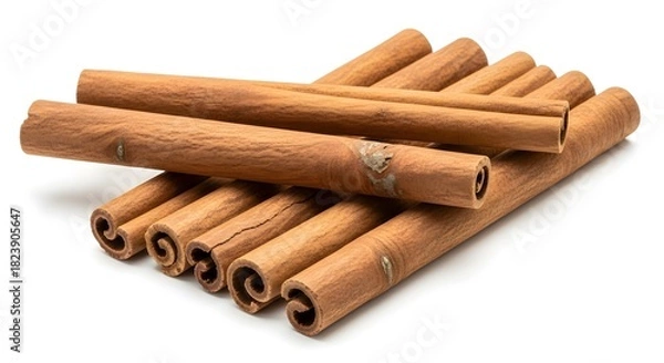 Fototapeta Pile of cinnamon sticks on white background for cooking and baking