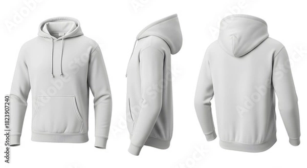 Fototapeta White hoodie mockup front side and back views for apparel design