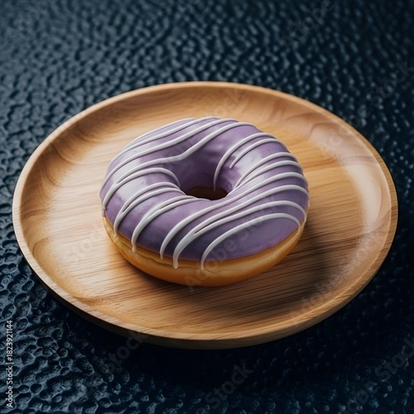 Obraz Indulge in vibrant purple donut delight, perfect for sweet cravings today