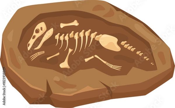 Obraz Dinosaur skeleton fossil embedded in rock