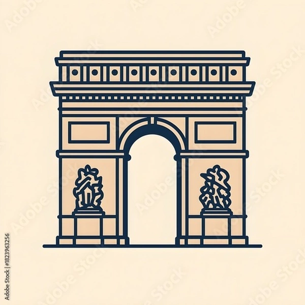 Fototapeta Minimal vector of Arc de Triomphe Paris 