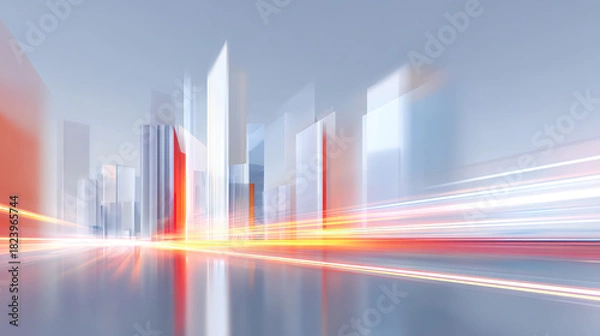 Fototapeta Artificial space with blue-purple abstract lines and geometric shapes