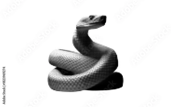 Obraz Gothic halftone snake silhouette icon with dot effect. Spooky collage element. Retro reptile symbol.