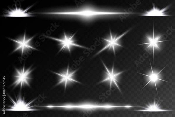 Obraz MobileLens Flare, light glow effect. sun or realistic shining star with backlight effect.
bokeh glitter and sparkles or sparkles on transparent background.
