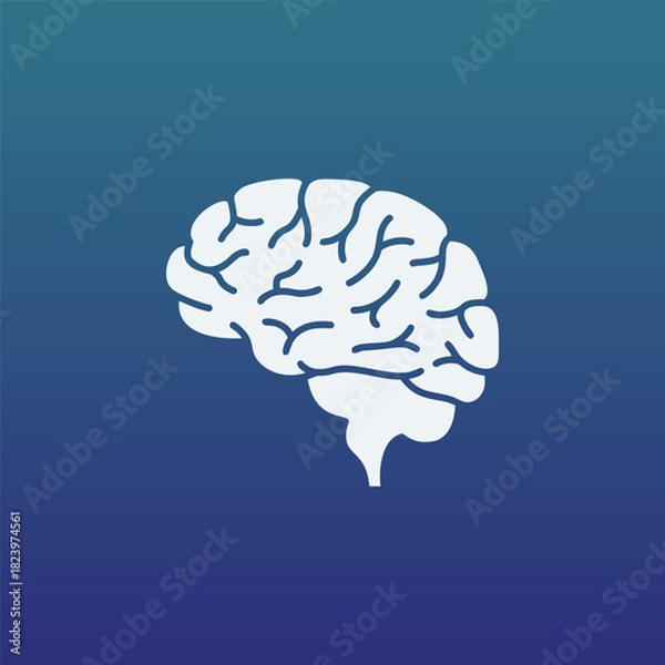 Obraz Brain icon flat vector illustration