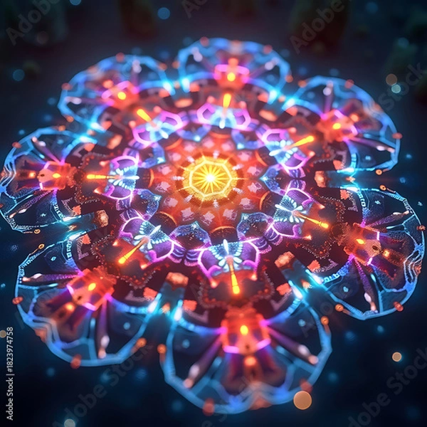 Obraz Iridescent Geometric Light Mandala