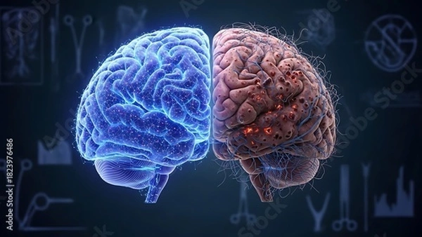 Obraz Brain Hemispheres - Left Logic vs. Right Creativity in Neuroscience.