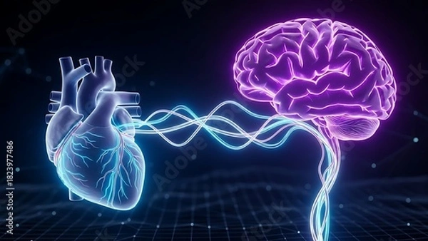 Fototapeta Heart and Brain Connection - A Visual Representation of Interdependence.