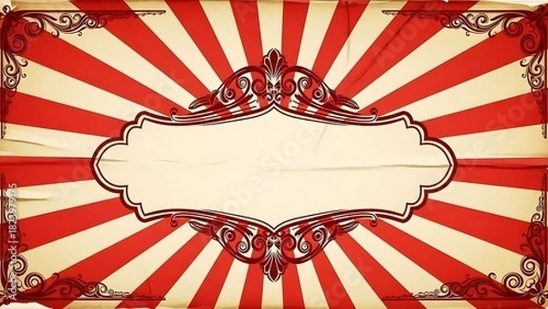 Fototapeta Vintage Circus Style Background with Red and White Stripes.