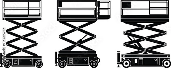 Obraz Three scissor lifts provide vertical access for construction and maintenance