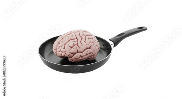 Obraz Brain in a pan isolated on transparent background