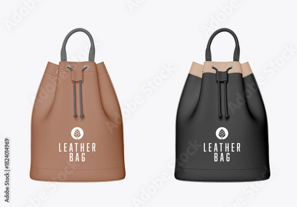 Obraz Drawstring Leather Bag Mockup
