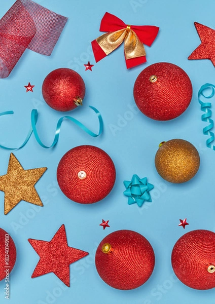 Obraz Christmas decorations on blue background