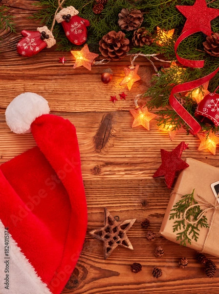Obraz Santa's hat and Christmas decorations