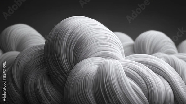 Obraz Abstract Twisted Fiber Strands in Black and White Close-Up
