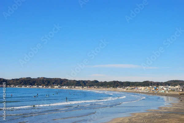 Obraz 材木座海岸　神奈川県鎌倉市材木座海岸の風景　日本
