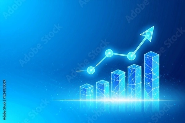 Obraz Abstract Geometric Growth Chart on Blue Gradient Background