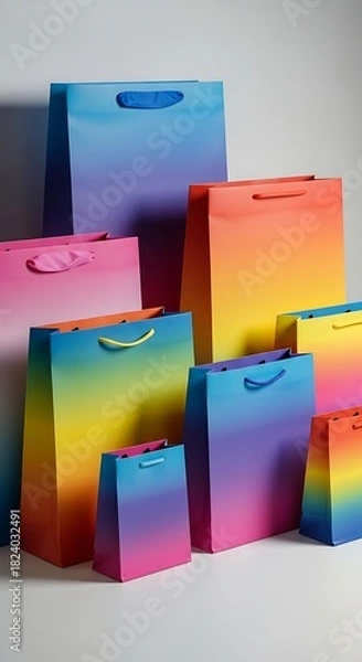 Obraz Colorful Gradient Gift Bags - A Vibrant Collection for Special Occasions.