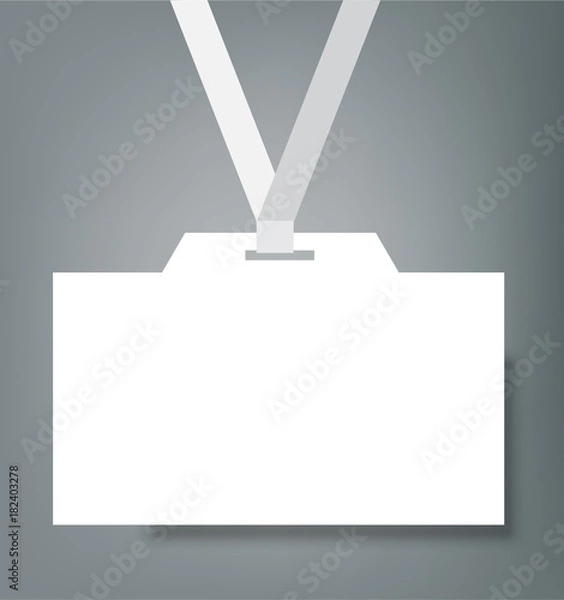 Fototapeta Realistic blank identity card badge with ribbon mockup cover template.