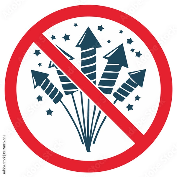 Obraz No Fireworks Sign: Prohibition Symbol of Pyrotechnics Forbidden