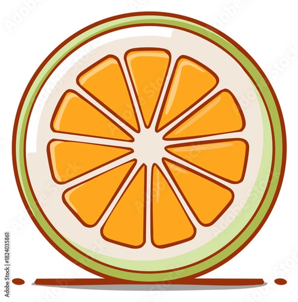 Obraz Stylized Orange Slice Illustration with Cartoonish Outlines and Segmented Interior