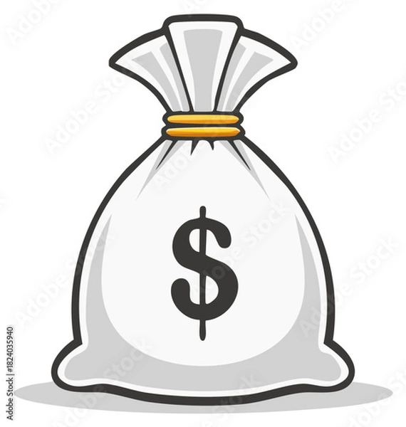 Obraz Illustrative Money Bag Filled with Currency Featuring Dollar Sign Symbolizing Riches Wealth and Financial Security