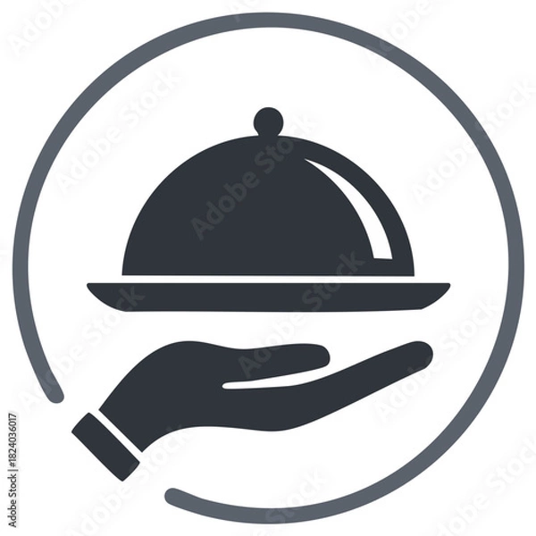 Obraz Serving Tray Hand Symbol Circle Icon Concept Restaurant Service
