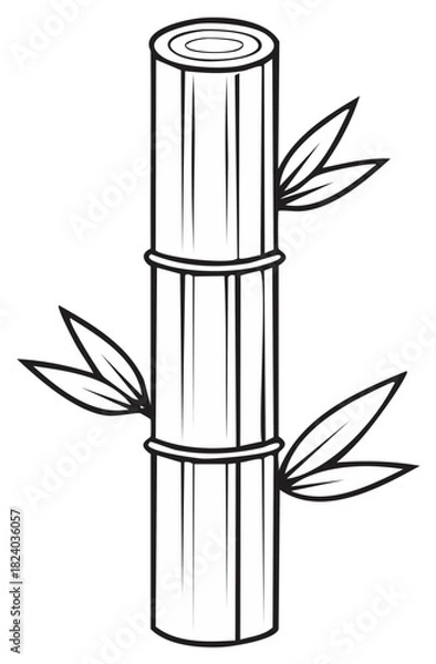 Obraz Stylized black and white illustration of a bamboo stalk with leaves