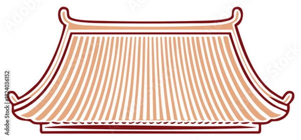 Obraz Traditional Asian temple roof architectural element oriental building design icon