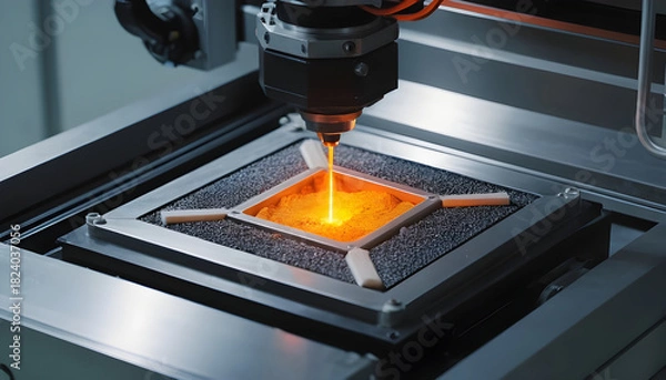 Obraz Laser engraving machine working on a metal surface