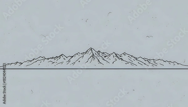 Obraz Minimalist line drawing of a jagged mountain range silhouette