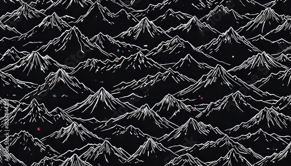 Obraz Stylized black and white mountain range pattern with sharp peaks