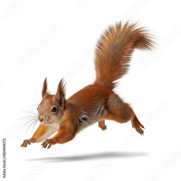 Obraz Agile Squirrel Leaping Through the Air with Grace and Determination.