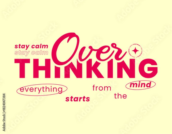 Obraz Overthinking slogan typography, Print Design for Streetwear