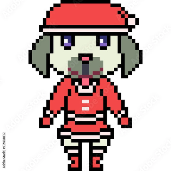 Obraz vector pixel art dog santa