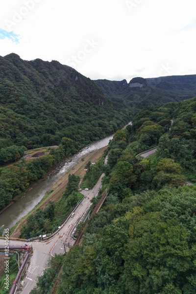 Fototapeta 夏の八ッ場ダム予定地の風景