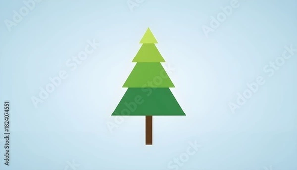 Fototapeta Colorful layered Christmas tree design with three green sections and a brown trunk set against a light background celebrating the holiday season Generative AI
