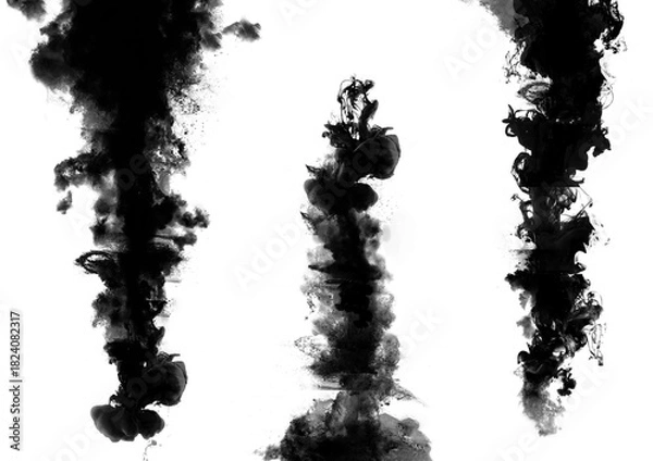 Obraz インク染みの柱の背景。グレースケール
