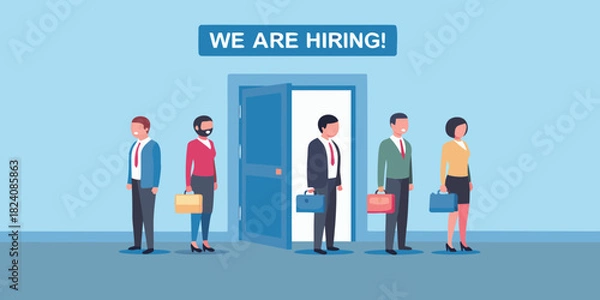 Fototapeta Business people waiting in line for job interview