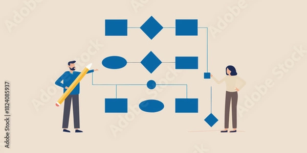 Fototapeta Team collaborating on a flowchart design