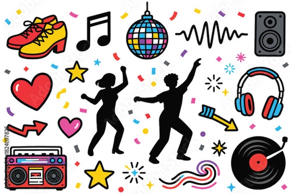 Obraz Dance-Themed Doodle Illustration Set