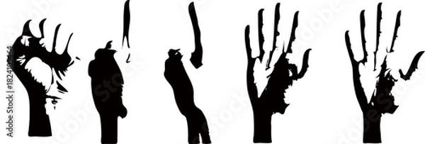 Obraz Black Hand Silhouettes Set – Abstract Vector Illustration