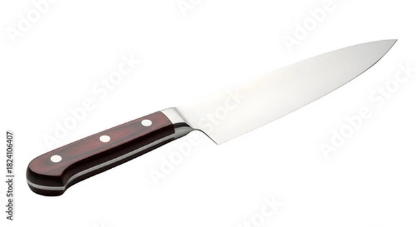 Fototapeta Chef s knife with wood handle isolated on transparent background