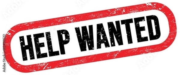 Fototapeta HELP WANTED, text written on red-black stamp sign.