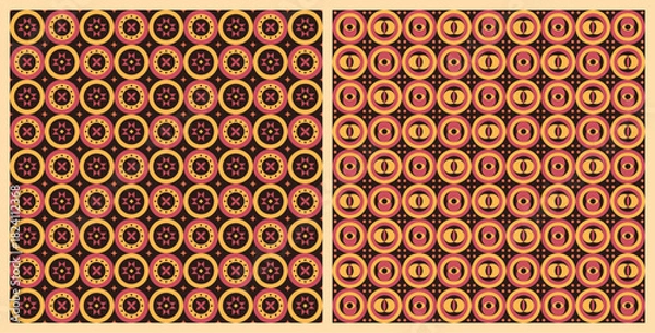 Obraz Warm-Toned Geometric Circular Repeating Patterns