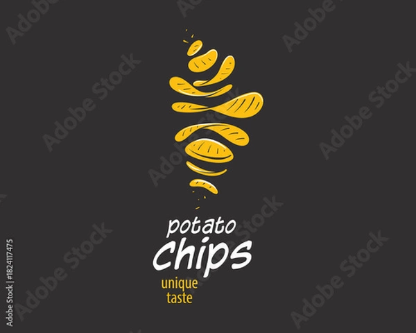 Obraz Vector hand-drawn potato chip logo