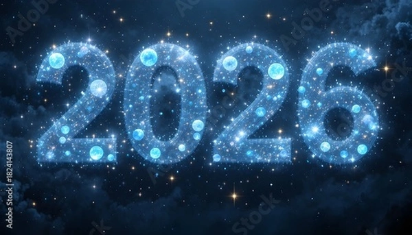 Fototapeta 2026 image which made of shiny stars and cressent moon