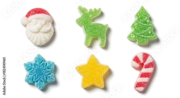 Fototapeta Christmas candies assortment on white background studio shot